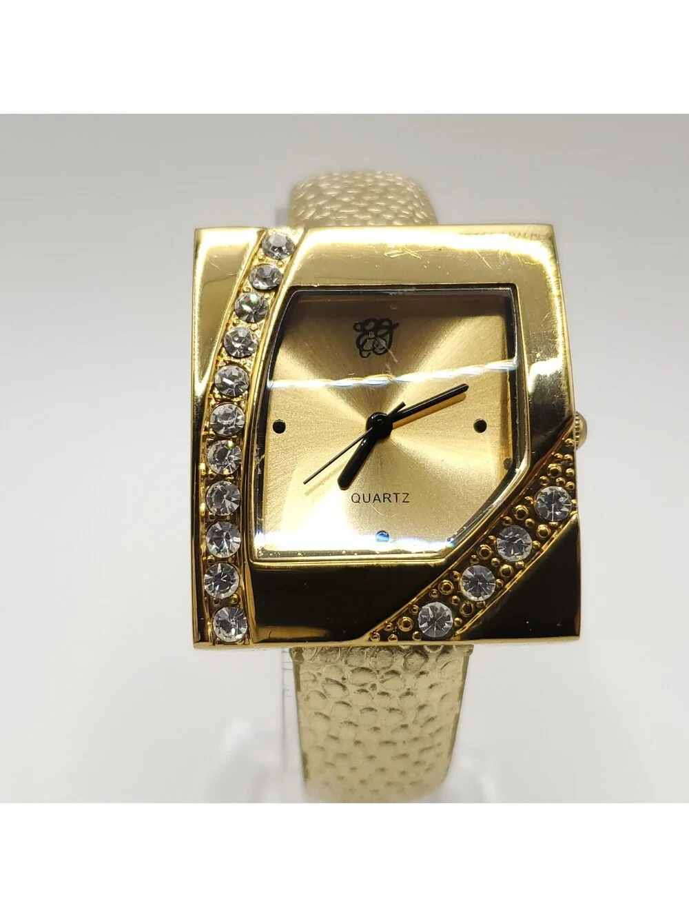 Elizabeth Taylor Quartz Womens Watch 29mm Square Gold Tone New Battery